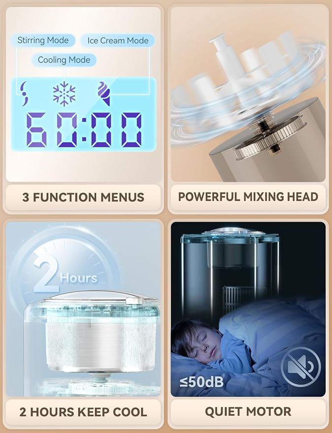 COUPLUX 2.64 Qt Ice Cream Maker, Upgraded Fastest 250W Compressor Fully Automatic Ice Cream Machine with No Pre-Freezing, 2H Keep Cool, LCD Display & Timer, All Stainless Steel