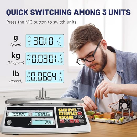 Counting Scale, Coin Scale to Weigh Coins, Precision Electronic Gram Scale for Parts and Coins with Alarm Mode, (30kg/66lb, 0.1g), g/kg/lb