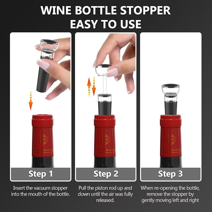 Electric Wine Aerator & Decanter Pump – Perfect Fathers Day Quiet Dual-Pump Aeration, Measured Pouring, Temp Display & USB Rechargeable System – Professional Wine Tool for Home Bars (Black)