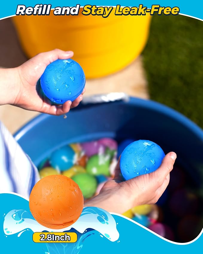 Tlitlimom Reusable Water balloons, Summer Toy Water Toy for Boys and Girls, Pool Beach Toys for Kids ages 3-12, Outdoor Activities Water Toys Self Sealing Water Splash Ball for Fun (24Pack)