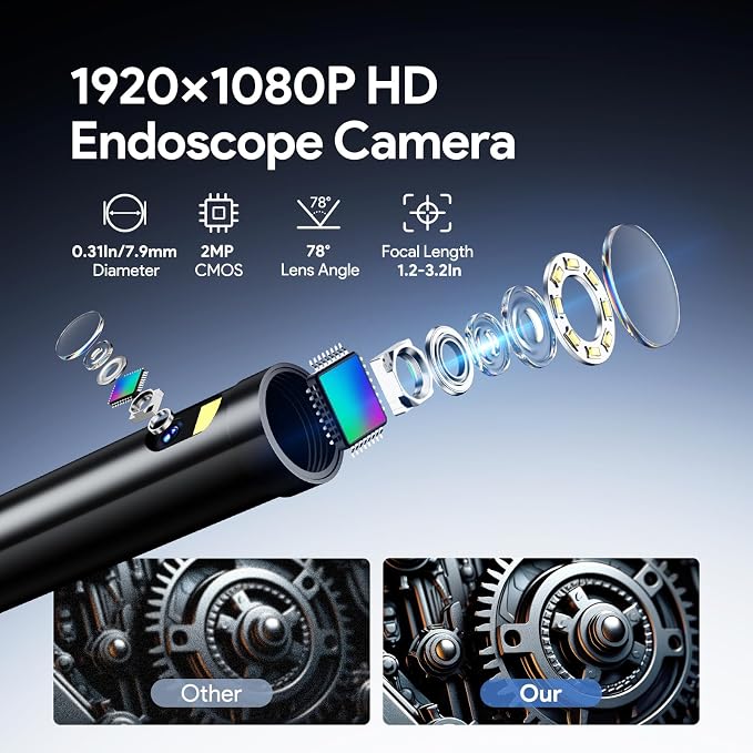 DEPSTECH Inspection Endoscope Camera with Light: Dual Lens 1080P Borescope with 4.3" IPS Screen & 16.5FT Snake Cable, Industrial Waterproof Video Automotive Tools for Sewer, HVAC, Plumbing, Mechanic