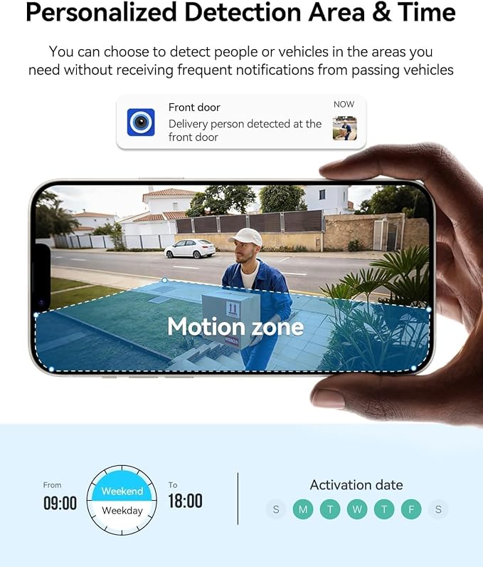 LongPlus 8MP 4K Window Camera, 5GHz & 2.4GHz WiFi Camera for Home Security with Color Night Vision, 24/7 Recording, Easy Install, Person/Motion Detection, 2Pack