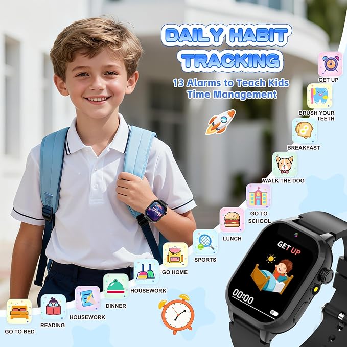 MOFGDNI Smart Watch for Kids with 39 Games, Built-in Camera, Video Recorder, Alarm, Calculator, Pedometer & Various Wallpapers – Toys for Ages 4-12 Years Old Birthday
