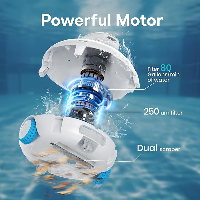 [2026 New] AQUVII K2 Pool Robotic Pool Cleaner, 120-Min Runtime, Powerful Suction for Above Ground & In-Ground Flat Pools up to 1140 Sq.ft, Self-Parking, Lightweight