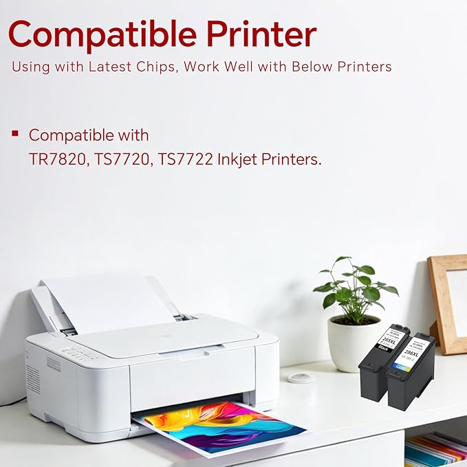 PG-285 XL CL-286 XL Ink Cartridges Black Color Replacement for Canon 285 286 PG-285XL CL-286XL Inkjet Printer Ink Combo Pack Work with PIXMA TS7720 TR7820 TS7722 Printers, High Yield (1 Black 1 Color)