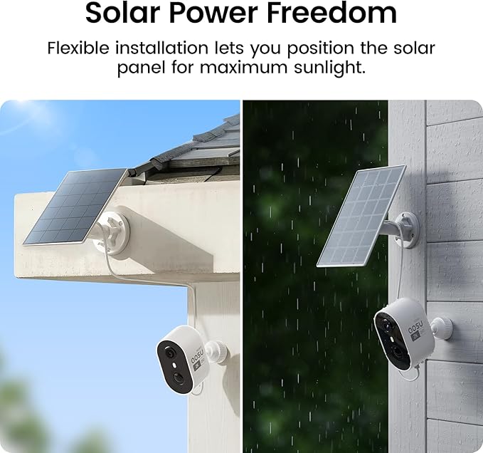 aosu Solar Security Cameras Wireless Outdoor Home System, True 2K HD, Cross-Camera Tracking, PIR + AI Human Detection, Color Night Vision, Local Storage, No Subscription Required, 2-Cam-Kit
