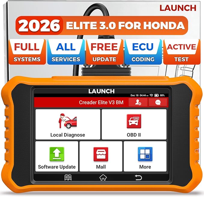 2026 LAUNCH Creader Elite V3.0 fit for Honda Acura Bi-Directional Scan Tool, Full System OBD2 Scanner, All Reset Service Code Reader, AUTOVIN, ECU Code, Battery Registration, Lifetime Free Update