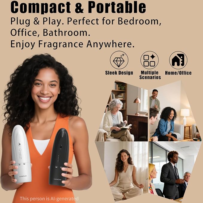 Plug in Waterless Essential Oil Diffuser Smart App & Bluetooth Control Scent Machine Home Fragrance Atomizer, White