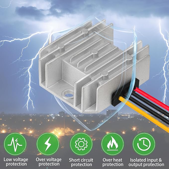 ELFCULB 8V–40V to 12V DC Buck Boost Converter, Voltage Regulator for 12V Devices, 3A 36W / 10A 120W, for Truck, Golf Cart, Solar