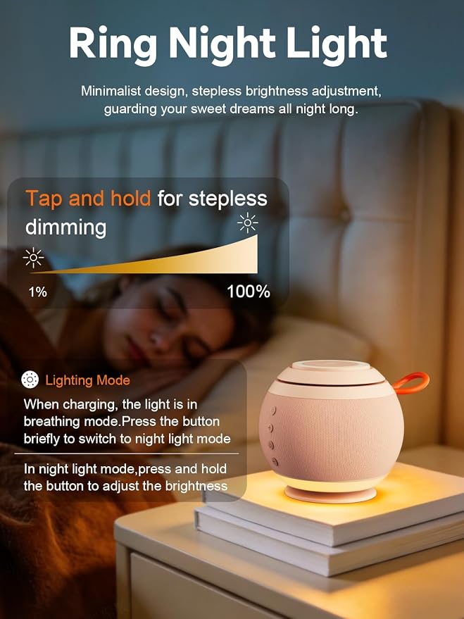 5 in 1 Wireless Charging Station with Bluetooth Speaker and Night Light, Magnetic Fast Charger Stand for iOS Phones, Smartwatch and Wireless Earbuds, Bedside Charging Station, Pink