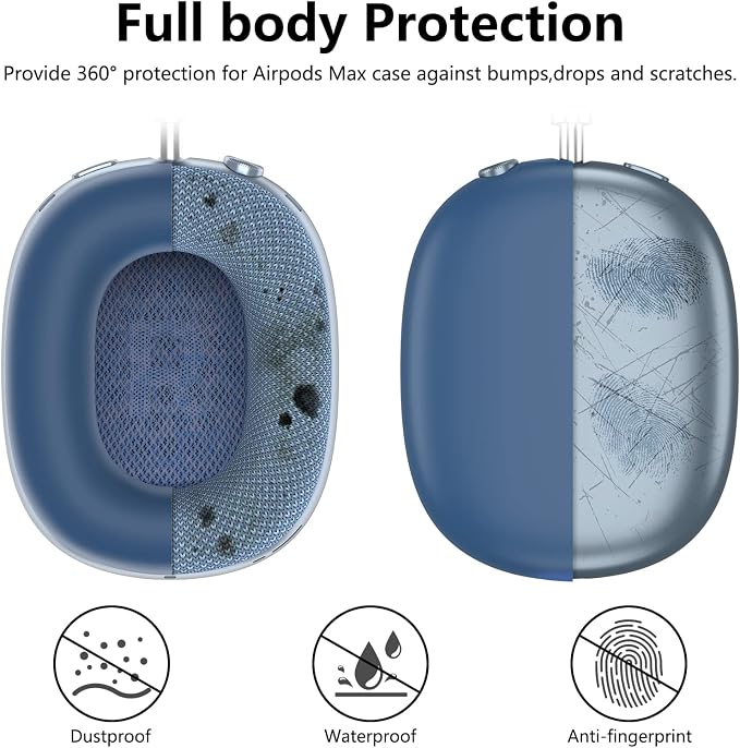 Silicone Case Cover for AirPods Max Headphones, Ear Pad Case Cover/Ear Cups Cover/Headband Cover for AirPods Max 2/1 (2026/2024/2020)(USB-C/Lightning),Silicone Accessories for Apple AirPod Max 2, Blue