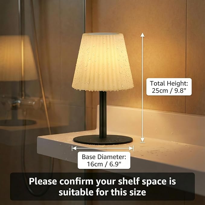 uuffoo 2 Pack Shower Lamp | Dual Speaker Pairing & RGB, IP44 Waterproof Rechargeable Table Lamp, Battery Operated Outdoor Lamp, Suitable for Inside Shower Bathroom Patio Garden Balcony Party