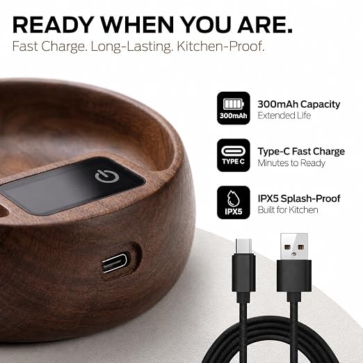 Premium Walnut Wood Coffee Scale, 0.1g Precision Digital Scale | wooden coffee scale mini coffee scale espresso scale measuring cup coffee weight scale wood Rechargeable Kitchen scale