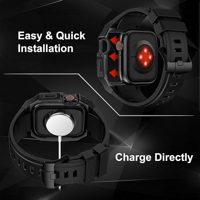 Luxury Metal Case with Band Compatible for Apple Watch 44mm 45mm 46mm 49mm,Men Rugged Protective Bumper Cover with Soft Silicone Strap for iWatch Series 11/10/9/8/7/6/SE3/SE2/SE/5/4 and Ultra 3/2/1 49mm