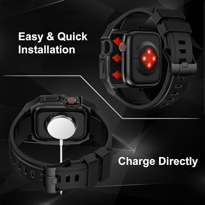 Luxury Metal Case with Band Compatible for Apple Watch 44mm 45mm 46mm 49mm,Men Rugged Protective Bumper Cover with Soft Silicone Strap for iWatch Series 11/10/9/8/7/6/SE3/SE2/SE/5/4 and Ultra 3/2/1 49mm