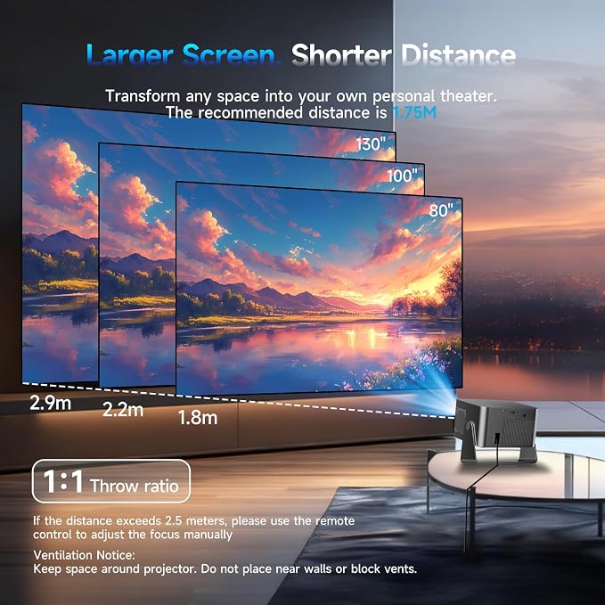 Magcubic Smart Projector 4K Support, Portable Projector with Wifi and Bluetooth, TV Stick Built-in, Auto Focus & Obstacle Avoidance, 650 ANSI, Voice Control, Home Theater Movie Proyector Outdoor