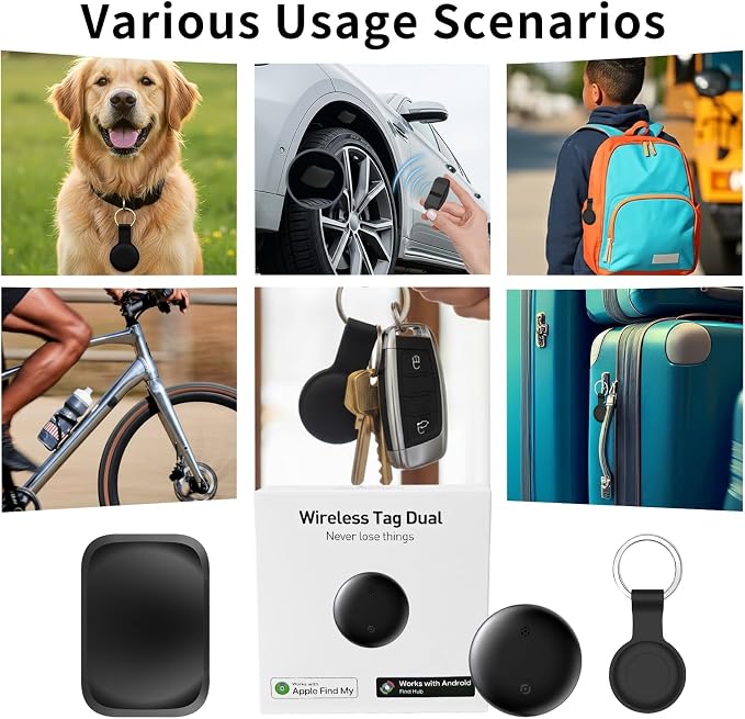 2 Pack GPS Tracker for Vehicles, Works with Android & iOS Apple Find My, No Monthly Fee or Subscription, Hidden Magnetic Car Tracking Device, Mini Smart Tags Finder for Kids, Dogs, Keys, Luggage