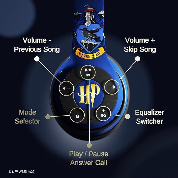 iJoy Harry Potter Ravenclaw Bluetooth Headphones with Built in Mic | Officially Licensed Wireless Headphones, Foldable Headset | Harry Potter Gifts for Women, Men, Teens, Kids & All Fans of Ravenclaw