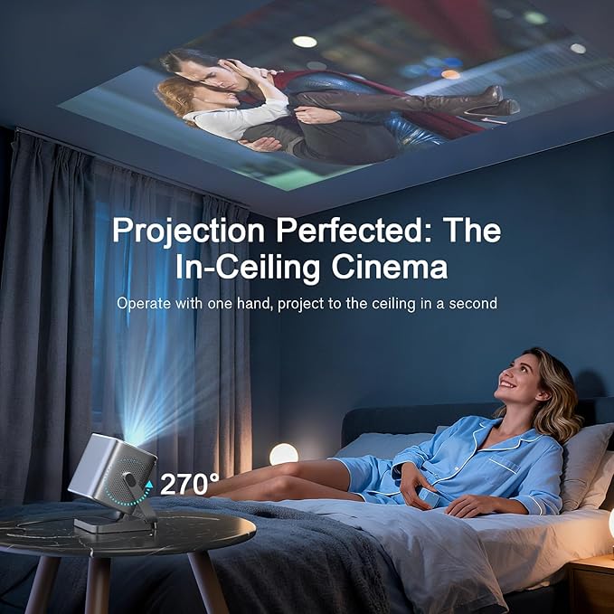 [Officially-Licensed App & Auto Focus]Li Black Smart Mini Projector with WiFi and Bluetooth, XuanPad 4K Support Movie Projector, Portable Native 1080P Outdoor Projector with 360° Stand