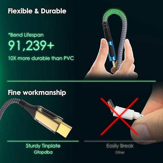 40Gbps for Thunderbolt 4 Cable 5FT, 240W Charging, 8K@60Hz, 4K@144Hz, USB C Display Cable, USB4 Cable for iPhone 17, MacBook Air, iPad, Samsung, Mac mini M4 / M4 Pro