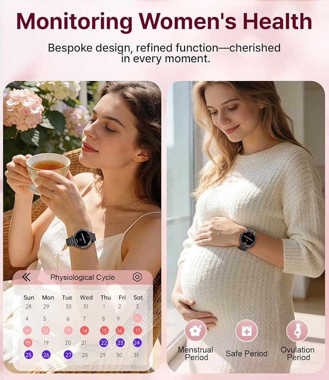 LIGE Smart Watches Women,1.32" HD Diamonds Smart Watch for Android iOS,Bluetooth Call,120+ Sport Modes,Health Tracker,Customized dials,2 Interchangeable Straps