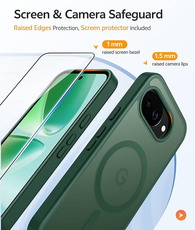 FNTCASE for Google Pixel 10a Case: [Compatible with Magsafe] Translucent Matte Cases with [Screen Protector] Military Grade Shockproof Protective Magnetic Phone Cover for Pixel 10A - Green