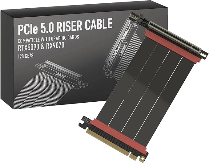 LINKUP PCIE 5.0 Riser Cable | for Vertical GPU Mount | Right Angle | Graphics Card GPU Ready | Usable with PCIe 4.0 & RX 9070/ RTX5090 | 15cm (Total Length: 19cm)