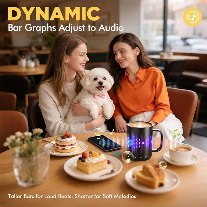 Self Heating Coffee Mug 14oz Smart Mug, App-Controlled Cordless Coffee Mug Warmer with DIY Pattern, Fast Heating-Up to 149℉ Smart Coffee Mug Warmer for Coffee|Tea|Milk&More, Gifts for Men Women
