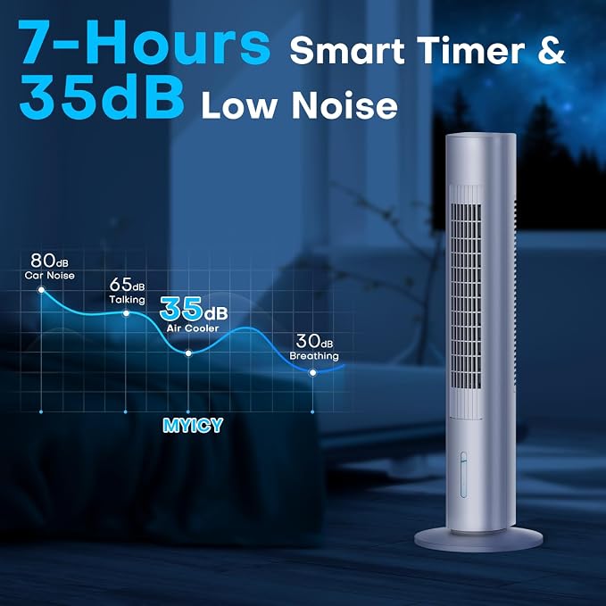 Windowless Air Conditioner Portable, 3 Speeds, 1.2L Water Tank, 3 Ice Packs, 20ft Remote, 7H Timer, No Hose No Window Needed,70° Oscillating Portable AC Unit for Room