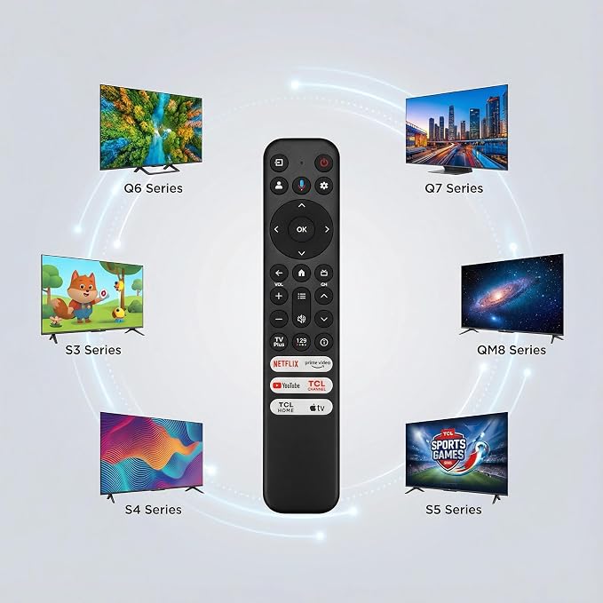 TCL Google TV Voice Remote Replacement - RC813 Bluetooth Controller with 6 Shortcut Keys Compatible with TCL Q6/Q7/QM8/S3/S4 Series（Not Applicable to Roku TV）