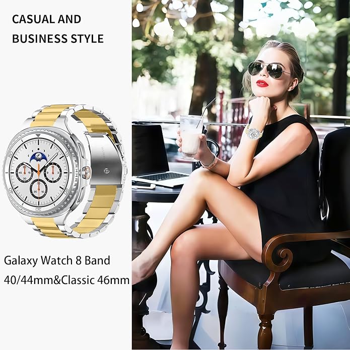 GOLDTOLUCK No Gap Stainless Steel Band Compatible with Samsung Galaxy Watch 8 7 6 5 4 Classic FE Pro Ultra 40mm 44mm 46mm 43mm 47mm 45mm 42mm Replacement Men Women Milanese Metal Elegant Casual