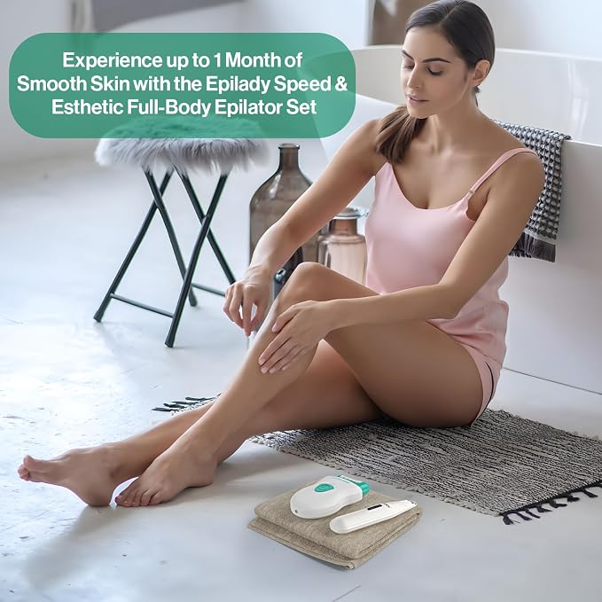 Epilady Face & Body Hair Removal Device Bundle, Speed Corded Electric Epilator for Women with Facial Hair Remover, Epilator for Legs, Arms, Underarms, Face & Bikini Line, Long-Lasting Hair Removal