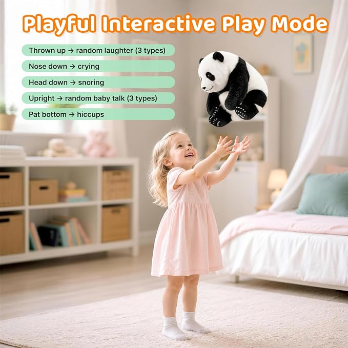 Golabs PT2 Plush AI Robot Panda Toy for Kids 3+,Interactive Companion Pet w/ 64 Languages, APP w/ 10 Roles Powered by GPT-4o, Voice & Touch Interaction, Screen-Free Educational Smart Gift for Boy Girl