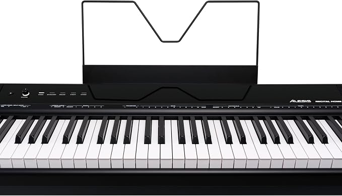 Alesis Recital Home Digital Piano with 88 Hammer Action Weighted Keys, Stand, Pedals and Lessons, Black