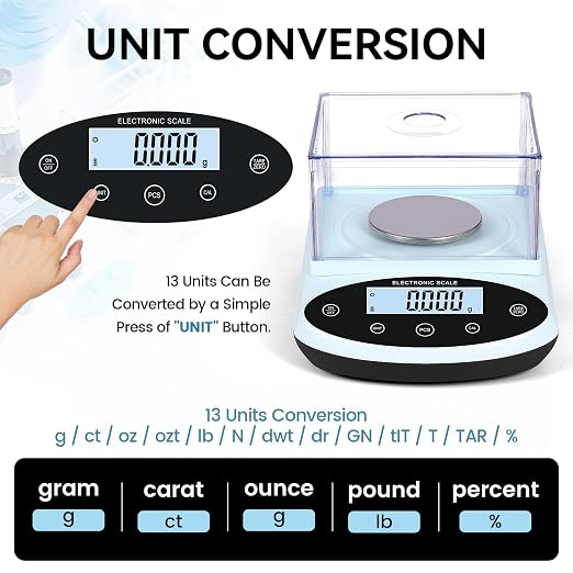 Lab Digital Scale 500g x 0.001g Analytical Balance Scale 0.001g Accuracy Precision Scientific Weighing Scale with Windshield for Laboratory Jewelry Chemistry
