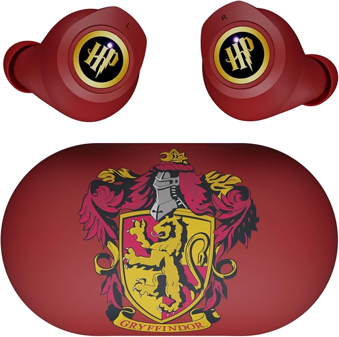 iJoy Harry Potter Gryffindor Wireless Bluetooth Earbuds with Charging Case, Built-in Mic, 30 Hr Playtime, Officially Licensed | Harry Potter Gifts for Women, Men, Teens, Kids & All Fans of Gryffindor