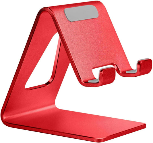 Desk Cell Phone Stand, Phone Holder, Aluminum Mobile Phone Cradle Dock for iPhone 14 13 12 pro 11 X Xs max 8 7 6 6s Plus SE 5 5s SE Samsung, All Smart Phones, Red