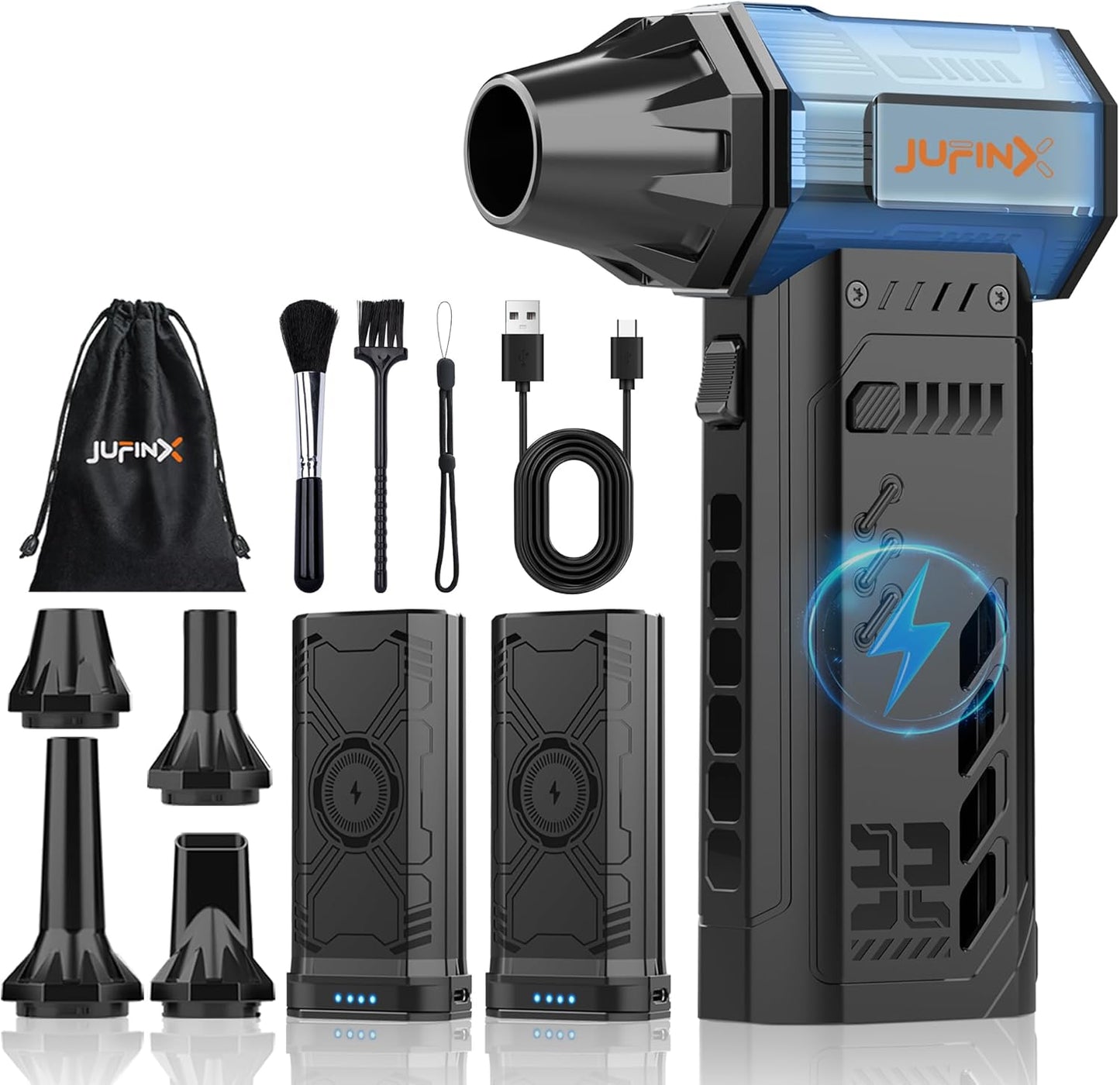 Air Duster -250000RPM Electeic Air Duster, Replaceable Batteries 2pcs,Long Life Cordless mini Blower, 3-Gear Adjustable- Cordless air Duster for Keyboard,PCs,Outdoors,Leaves,Car Cleaning