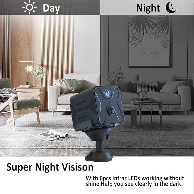 aidowocam Spy Camera Security Cameras Wireless Indoor, Camera for Home Security,4K AI Motion Detection,150 Days Standby Battery Life,WiFi Camera Night Vision and Cloud/SD Storage