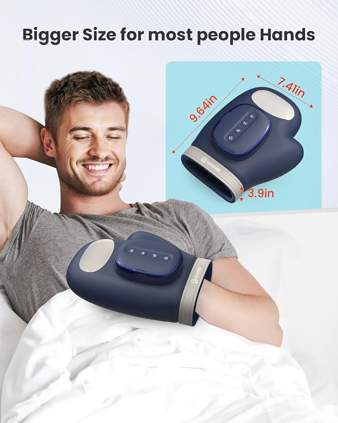 COMFIER Cordless Hand Massagerwith Heat and Compression, Updated Bigger Electric Hand Massage for Arthritis and Carpal Tunnel,Wrist Massage Used at Home,Office, 【2026】 Fathers Day Gift for Men,Blue