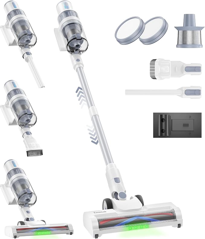 Cordless Vacuum Cleaner, 45KPA Stick Vacuum Cleaners for Home, 6-in-1 Rechargeable Lightweight Vacuum, Up to 35Mins Runtime