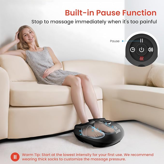 COMFIER 【2026 Fathers Day Gift for Men，Shiatsu Foot Massager with Heat, Kneading Rolling,Vibration, Compression,Remote Control,Foot Massage for Neuropathy,Plantar Fasciitis,Size 13“