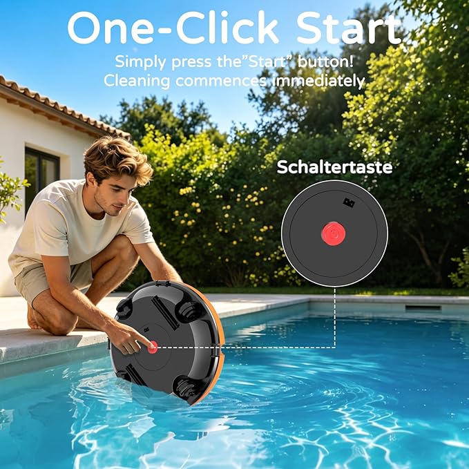 2026 New Cordless Robot Pool Vacuum, Automatic Pool Cleaner Robot with Dual-Motor, 130mins Runtime & Auto Parking Robotic Pool Vacuum for Above Ground Pool Up to 1100 Sq.Ft,JQR-V201,Orange