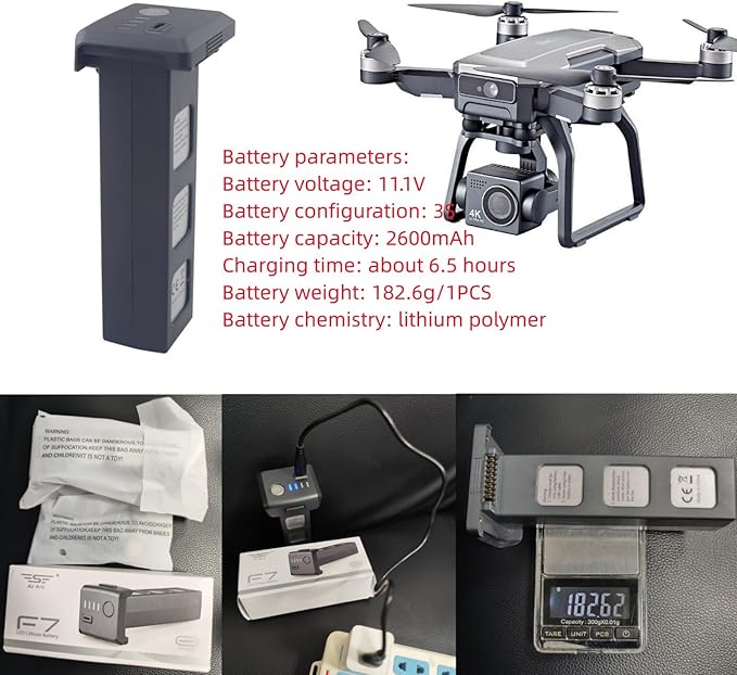 Fytoo 2PCS 3S 11.1V 2600mah Lithium Battery with 2PCS USB Charging Cable for SJRC F7 F7pro F7S F7GB2 9800FT RC Aerial RC Drone Spare Parts Quadcopter Battery