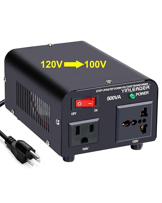 Yinleader 500W US to Japan Voltage Converter 120V to 100V Step Down Transformer for Japanese Appliances (Turntable/Player/Amplifier/yogurtia/Consoles/Synthesizers, etc.) in US