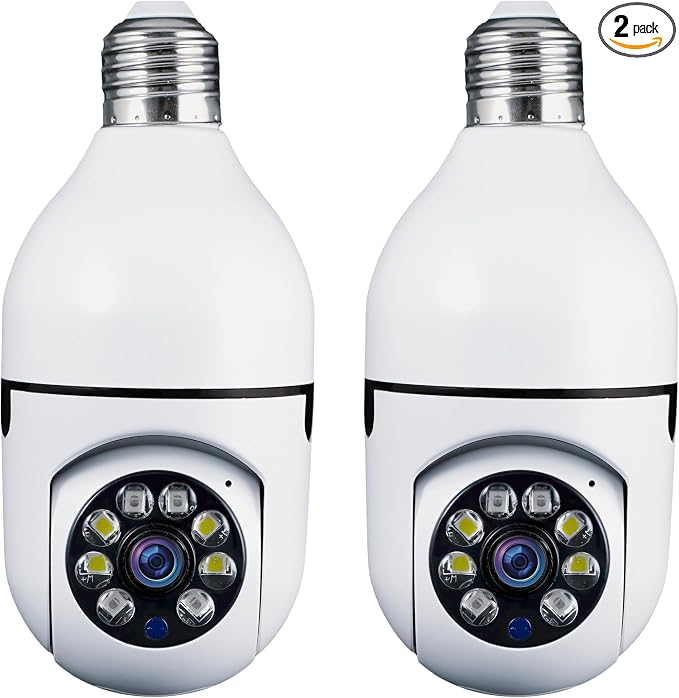Security Camera, Two Way Talk 1080P HD Video WiFi Smart Camera, Indoor Outdoor Night Vision 360 Degree Motion Detection with SD Card (Pack of 2)