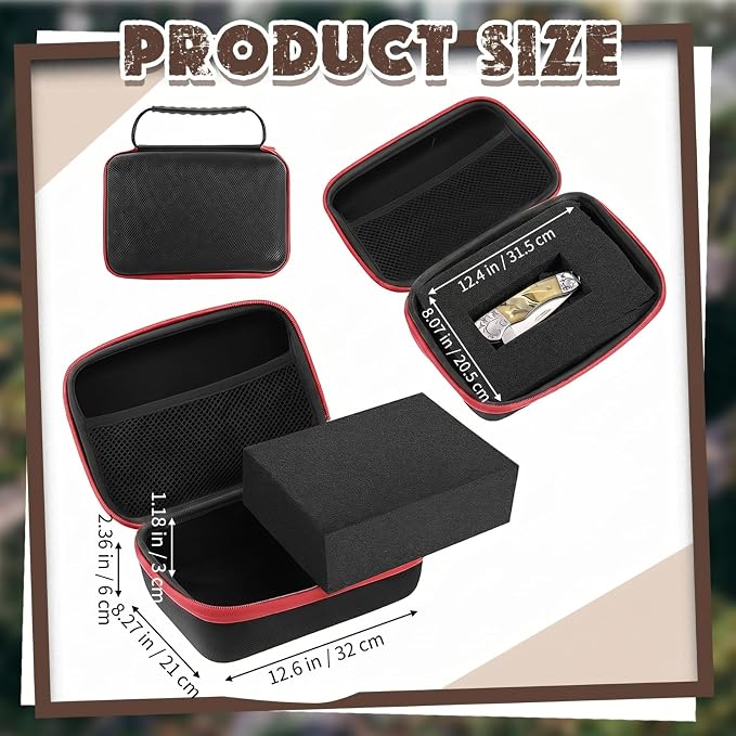 Relaxweex EVA Hard Case with Customizable Foam 12.6 x 8.27 x 3.5 Inch Protective EVA Carrying Case Shockproof Outdoor for Camera, Digital Products, Electronic Instruments with Knife, Black and Red