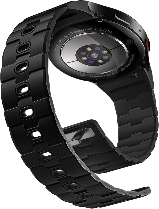Bandletic Magnetic Silicone Band Compatible with Samsung Galaxy Watch 7 6 5 4 FE 40mm 44mm/for Galaxy Watch 6 4 Classic 43mm 47mm 42mm 46mm/Watch 5 Pro 45mm, 20mm No Gap Strap for Men Women, Black