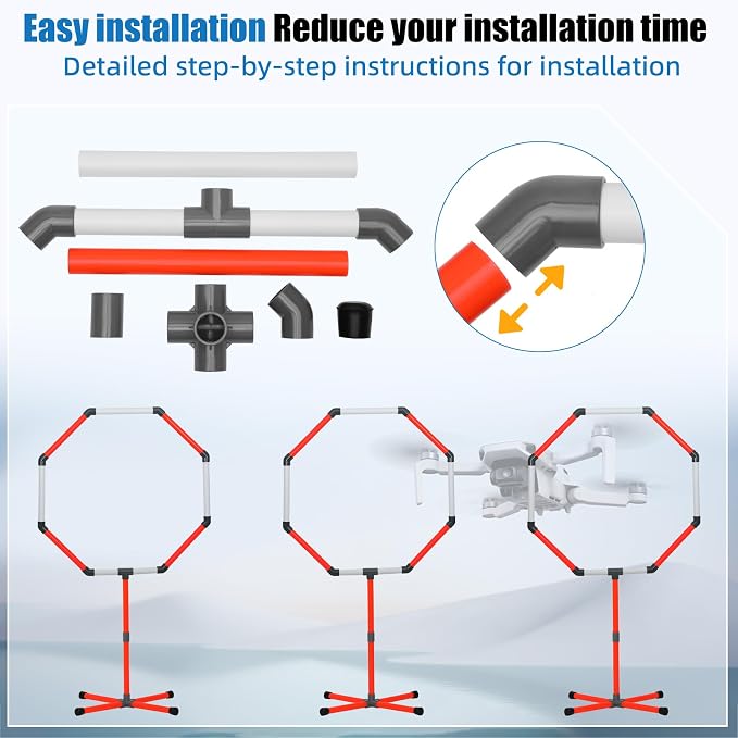 Drone Obstacle Course Kit, 3 Sets of 27” Hoop Size - Large-sized Loop for RC FPV Drone Beginners, Reducing The Risk of Collision, Portable Game Loop Gate System with Separate Storage Bag