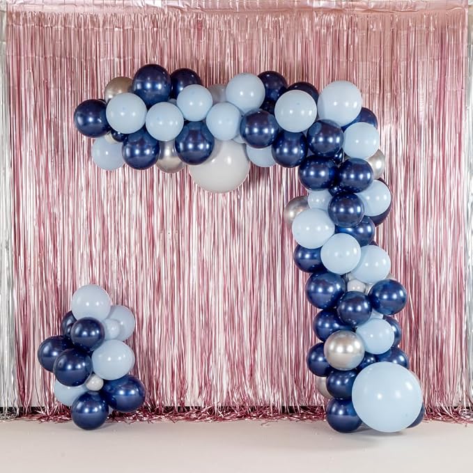 Restaurantware-Balloonify Balloon Garland Set, 1 Party Decoration Kit - 113 Balloons, With Chain, Navy, Sky Blue, & White Latex Balloon Arch Kit, Includes Glue Dots